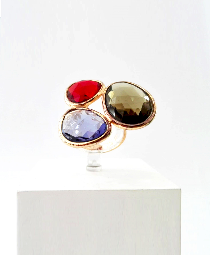 Anel Prata Três Pedras Anel Prata Três Pedras